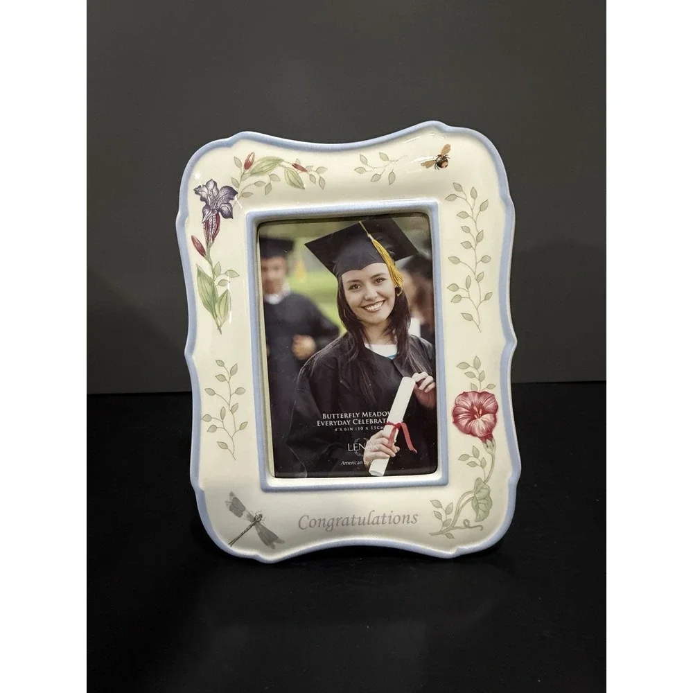 Lenox Butterfly Meadow Floral Photo Frame 5x7 Porcelain Open Box 9